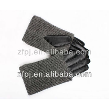 New design Long style Leather gloves with wool for ladies